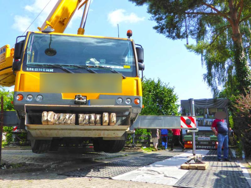 Mobile Baustraße zur Errichtung eines Modul-Hauses in Kassel