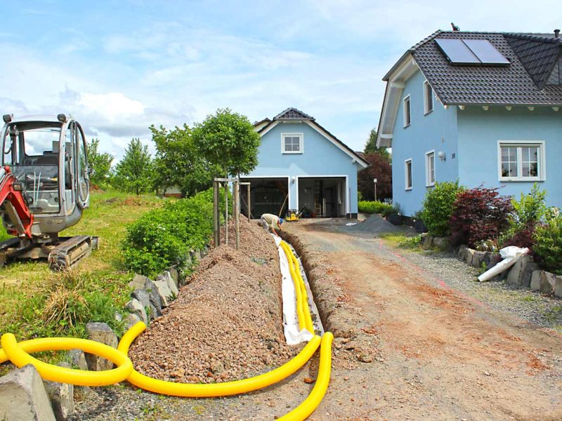 Kiestabilisierung eines neu angelegten Hof und Einfahrt mit dem Kiesgitter KG30