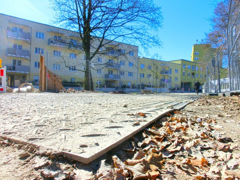 Mobile Fahrstraße zum Schutz einer unterirdischen Gasleitung im München