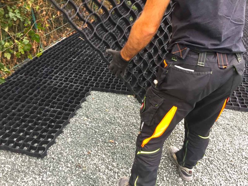 Bodengitter zur unversiegelten Schotterstabilisierung eines Lagerplatz / Lagerfläche