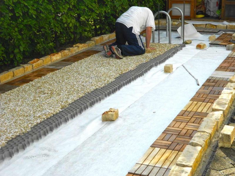 Anlegen einer stabilisierten Hof und PKW Stellfläche mit den Kieswaben KW50