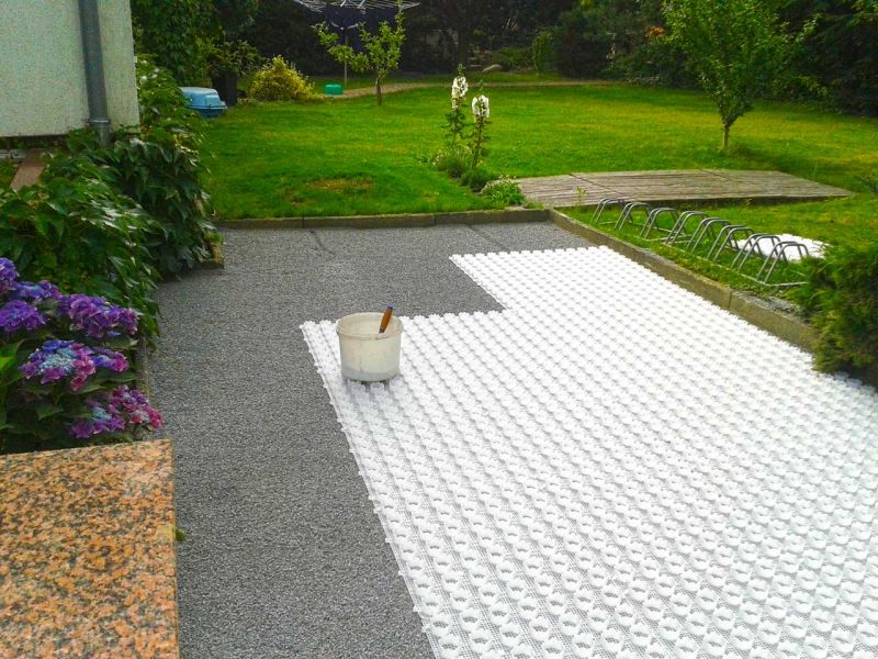 Verlegung des Kiesgitter KG30 zur unversiegelten Befestigung eines Hof