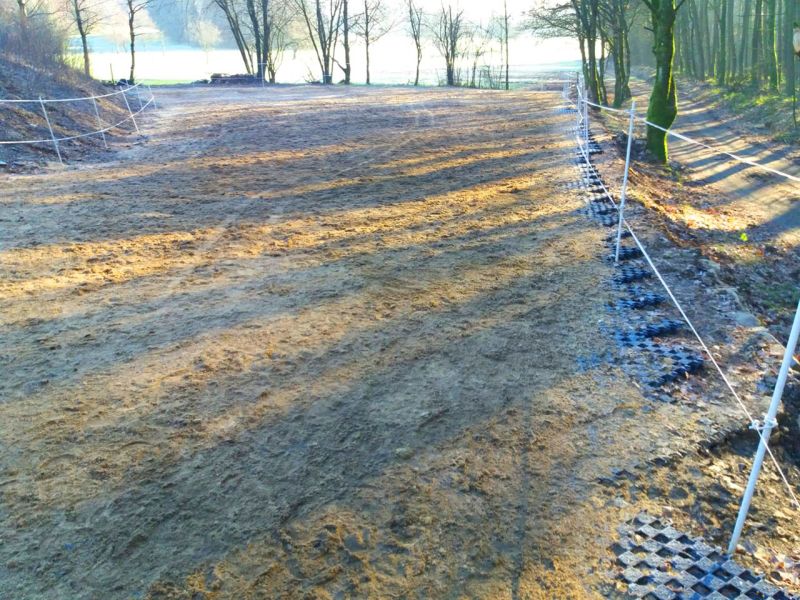 Befestigter Freilauf bei einer Pferdepension mit der Paddockplatte PP60