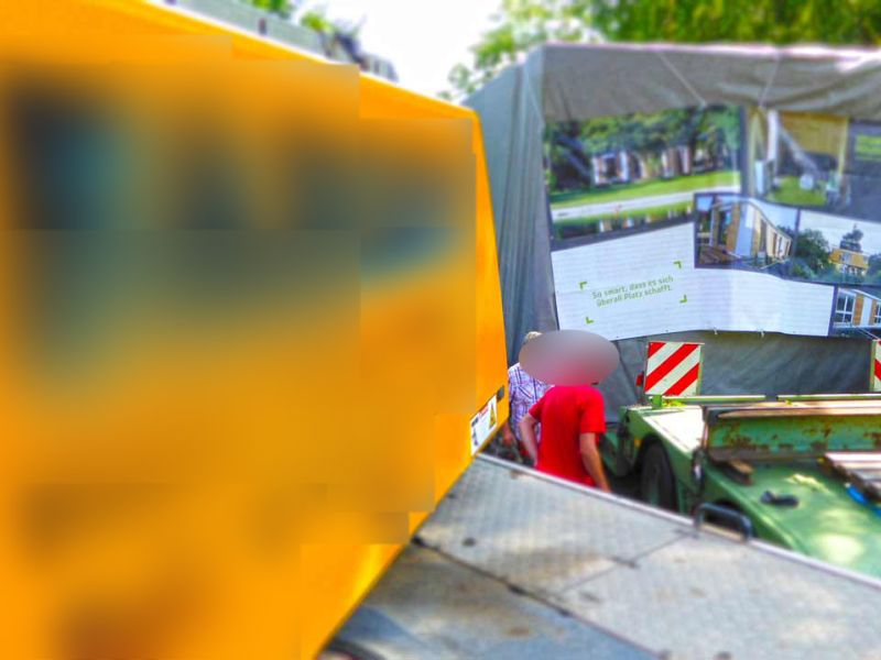 Mobile Baustraße zur Errichtung eines Modul-Hauses in Kassel