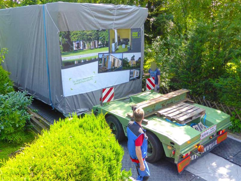 Mobile Baustraße zur Errichtung eines Modul-Hauses in Kassel