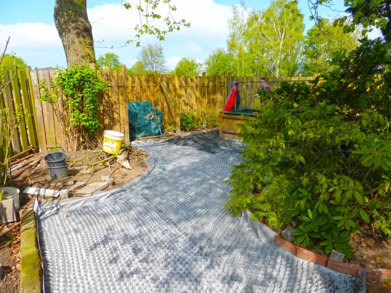 Anlegen eines stabilisierten Kiesweg und Gartenweg mit den Kieswaben KW50