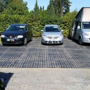 Rasengitterstein RGS35 · 0,16 m² · 400 x 400 x 35 mm · 0,75 kg · 100 t/m² · 1mm Profil · 52mm Gitteröffnungsweite · In-Top Verlegung · Kunststoff · Securatek