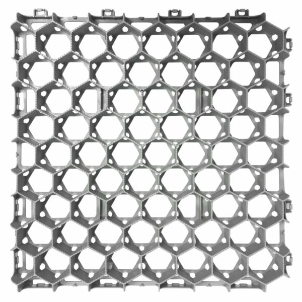 Robuste Bodenwabe zur soliden Bodenbefestigung von unversiegelten Wegen und Flächen. Die horizontalen Wabenöffnungen sorgen für eine optimale Drainage.