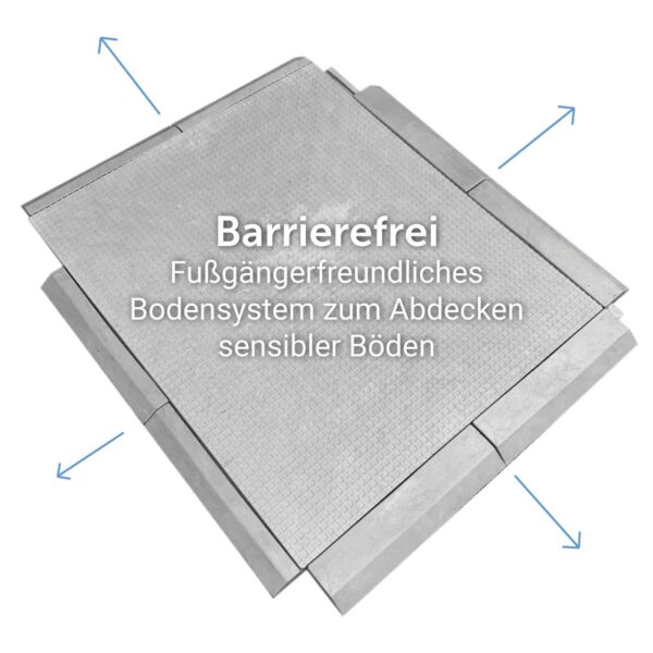 Bodenmatte FastFloor FF27 · 975 x 825 x 27 mm · 4-seitig umlaufendes Falznut zur nahtlosen Verzahnung bzw. Verbindung der Matten und Rampen miteinander.