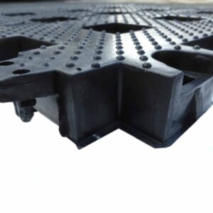 Rasengitterstein RGS35 · 0,16 m² · 400 x 400 x 35 mm · 0,75 kg · 100 t/m² · 1mm Profil · 52mm Gitteröffnungsweite · In-Top Verlegung · Kunststoff · Securatek