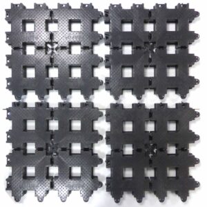 Rasengitterstein RGS35 · 0,16 m² · 400 x 400 x 35 mm · 0,75 kg · 100 t/m² · 1mm Profil · 52mm Gitteröffnungsweite · In-Top Verlegung · Kunststoff · Securatek