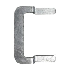 Schnellverbinder aus Flachstahl zum werkzeuglosen Verbinden, Koppeln und Klammern von Fahrplatten aus Kunststoff.