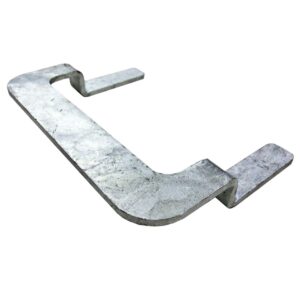 Schnellverbinder aus Flachstahl zum werkzeuglosen Verbinden, Koppeln und Klammern von Fahrplatten aus Kunststoff.