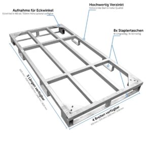 SmartStore Transportgestell bzw. Transportbox aus verzinktem Stahl ✓Fahrplattenbox für Fahrplatten ✓Eckwinkel statt Rungen ✓Stapelbar ✓Laderaumoptimiert