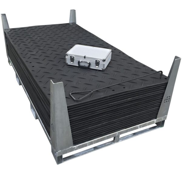 s:tek Hochleistungs-Bodenschutzplatten Set als 20er-Set inklusive Stahlpalette, Fläche: 56,60 m² / Laufmeter: 48,80 m