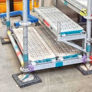 Unterlage aus Kunststoff für Spindelfüße und Gerüstfüße im Gerüstbau und Bühnenbau