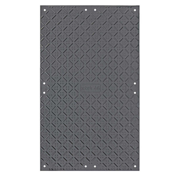 x:tek Fahrplatten aus Kunststoff mit beidseitiger Profilierung, 2000 × 1220 mm, belastbar bis zu 85t. Auch als Fahrplatten-Set erhältlich.