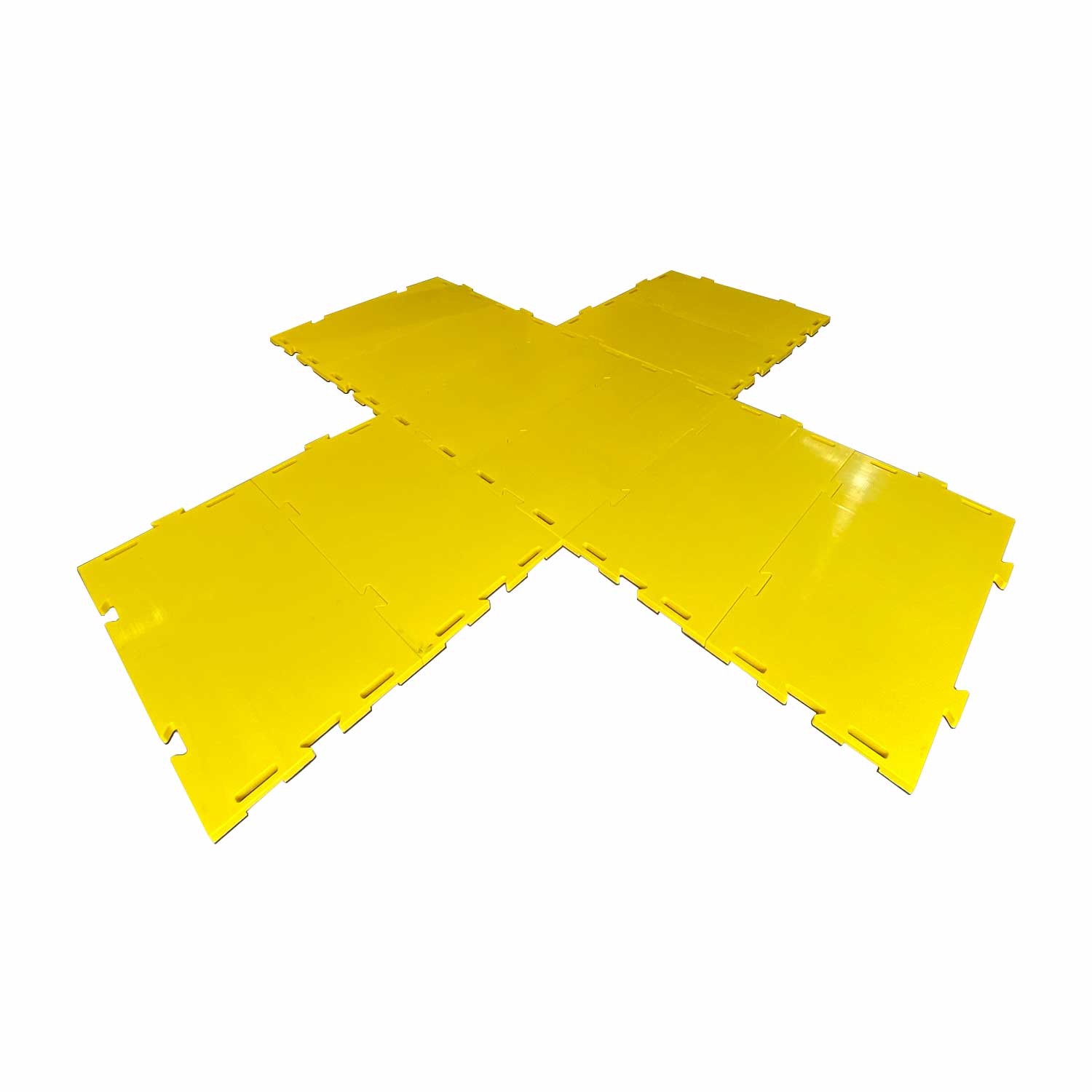 Als Sperrkreuz verlegte Signalplatten zur temporären Bodenmarkierung auf Landebahn