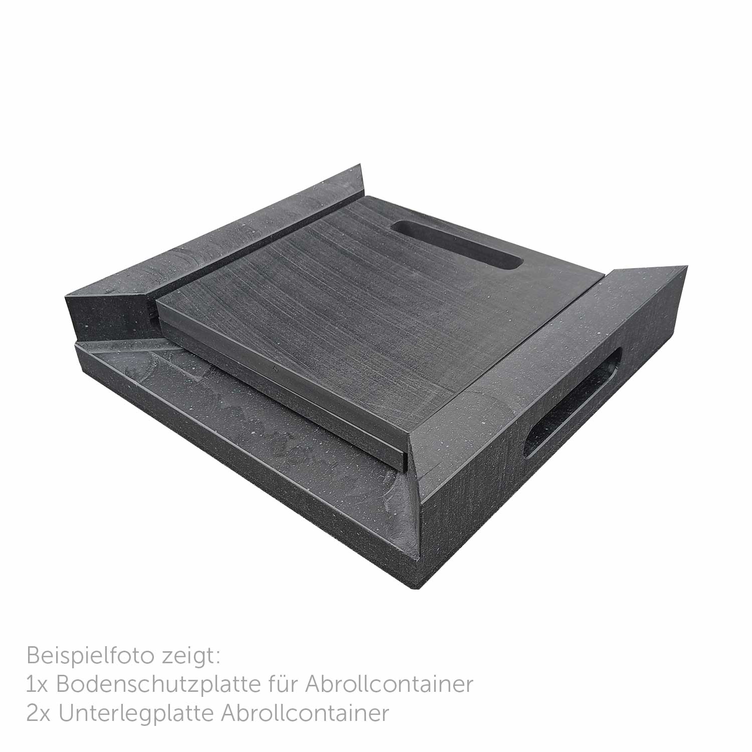 Abrollcontainer-Bodenschutzplatte mit 2 Unterlegplatten