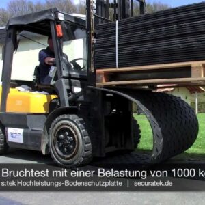 Video vom Bruchtest der s:tek Bodenschutzplatte aus Kunststoff